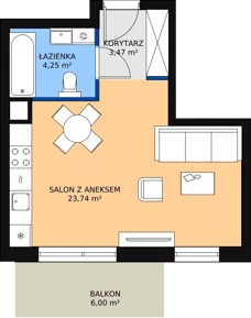 1 pokój, mieszkanie 31,46 m², piętro 2, oferta nr 4.4.1, Osiedle Przyjemne - etap II, Gdańsk, Jasień, ul. Flisykowskiego