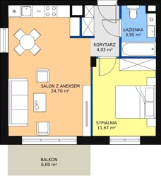 2 pokoje, mieszkanie 44,80 m², piętro 3, oferta nr 4.5.2, Osiedle Przyjemne - etap II, Gdańsk, Jasień, ul. Flisykowskiego
