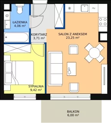 2 pokoje, mieszkanie 40,80 m², piętro 3, oferta nr 4.5.9, Osiedle Przyjemne - etap II, Gdańsk, Jasień, ul. Flisykowskiego
