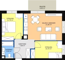 3 pokoje, mieszkanie 55,84 m², parter, oferta nr 5.1.6, Osiedle Przyjemne - etap II, Gdańsk, Jasień, ul. Flisykowskiego