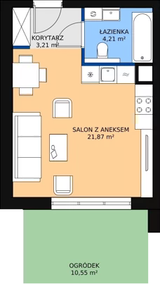 1 pokój, mieszkanie 29,29 m², parter, oferta nr 5.2.8, Osiedle Przyjemne - etap II, Gdańsk, Jasień, ul. Flisykowskiego