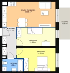 3 pokoje, mieszkanie 63,72 m², piętro 1, oferta nr A1.1_1_4, Nowe Miasto Polesie IV, Łódź, Polesie, Lublinek-Pienista, ul. Pienista