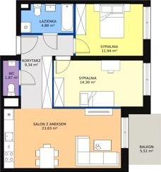 3 pokoje, mieszkanie 67,44 m², piętro 3, oferta nr C1.1_3_5, Nowe Miasto Polesie IV, Łódź, Polesie, Lublinek-Pienista, ul. Pienista