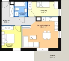3 pokoje, mieszkanie 58,14 m², piętro 1, oferta nr C2_1_3, Nowe Miasto Polesie IV, Łódź, Polesie, Lublinek-Pienista, ul. Pienista