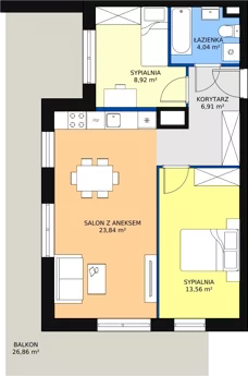 3 pokoje, mieszkanie 58,56 m², piętro 1, oferta nr D2_1_5, Nowe Miasto Polesie IV, Łódź, Polesie, Lublinek-Pienista, ul. Pienista