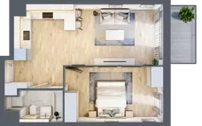 2 pokoje, mieszkanie 45,11 m², piętro 4, oferta nr AII.4.M68, Przewóz 42 ATAL, Kraków, Podgórze, Płaszów, ul. Przewóz 42