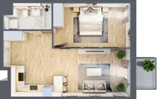 2 pokoje, mieszkanie 45,70 m², piętro 2, oferta nr AIII.2.M97, Przewóz 42 ATAL, Kraków, Podgórze, Płaszów, ul. Przewóz 42