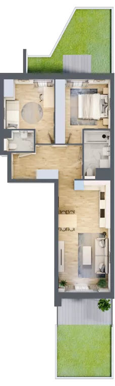 3 pokoje, mieszkanie 61,90 m², parter, oferta nr S1.B.0.4, ATAL Idea Swarzędz II, Swarzędz, ul. Tabaki