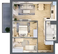 3 pokoje, mieszkanie 55,02 m², piętro 1, oferta nr S1.B.1.1, ATAL Idea Swarzędz II, Swarzędz, ul. Tabaki