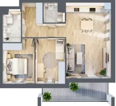 3 pokoje, mieszkanie 66,89 m², piętro 1, oferta nr S1.D.1.4, ATAL Idea Swarzędz II, Swarzędz, ul. Tabaki