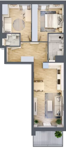3 pokoje, mieszkanie 61,90 m², piętro 2, oferta nr S1.B.2.4, ATAL Idea Swarzędz II, Swarzędz, ul. Tabaki
