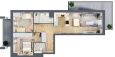 3 pokoje, mieszkanie 63,02 m², piętro 2, oferta nr S1.F.2.1, ATAL Idea Swarzędz II, Swarzędz, ul. Tabaki