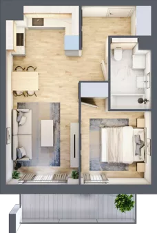 2 pokoje, mieszkanie 42,33 m², piętro 1, oferta nr S2.G.1.2, ATAL Idea Swarzędz II, Swarzędz, ul. Tabaki