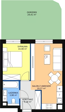 2 pokoje, mieszkanie 39,30 m², parter, oferta nr 6.1.5, Osiedle Przyjemne - etap III, Gdańsk, Jasień, ul. Flisykowskiego