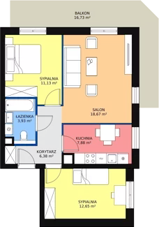 3 pokoje, mieszkanie 61,50 m², parter, oferta nr 6.1.7, Osiedle Przyjemne - etap III, Gdańsk, Jasień, ul. Flisykowskiego