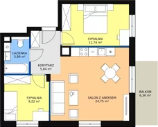3 pokoje, mieszkanie 56,92 m², parter, oferta nr 6.2.8, Osiedle Przyjemne - etap III, Gdańsk, Jasień, ul. Flisykowskiego