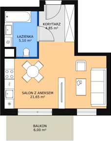1 pokój, mieszkanie 31,60 m², piętro 1, oferta nr 6.3.1, Osiedle Przyjemne - etap III, Gdańsk, Jasień, ul. Flisykowskiego