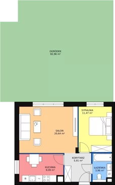 2 pokoje, mieszkanie 51,91 m², parter, oferta nr 8.1.3, Osiedle Przyjemne - etap III, Gdańsk, Jasień, ul. Flisykowskiego
