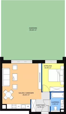 2 pokoje, mieszkanie 46,18 m², parter, oferta nr 8.1.5, Osiedle Przyjemne - etap III, Gdańsk, Jasień, ul. Flisykowskiego