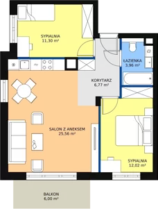 3 pokoje, mieszkanie 60,12 m², parter, oferta nr 8.2.2, Osiedle Przyjemne - etap III, Gdańsk, Jasień, ul. Flisykowskiego