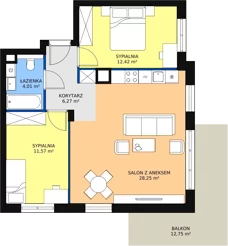3 pokoje, mieszkanie 63,10 m², parter, oferta nr 8.2.7, Osiedle Przyjemne - etap III, Gdańsk, Jasień, ul. Flisykowskiego