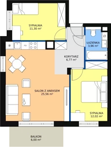 3 pokoje, mieszkanie 60,12 m², piętro 1, oferta nr 8.3.2, Osiedle Przyjemne - etap III, Gdańsk, Jasień, ul. Flisykowskiego