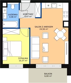 2 pokoje, mieszkanie 43,05 m², piętro 1, oferta nr 8.3.8, Osiedle Przyjemne - etap III, Gdańsk, Jasień, ul. Flisykowskiego