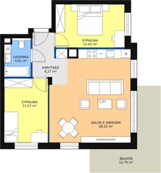 3 pokoje, mieszkanie 62,98 m², piętro 2, oferta nr 8.4.7, Osiedle Przyjemne - etap III, Gdańsk, Jasień, ul. Flisykowskiego