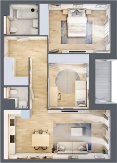 3 pokoje, mieszkanie 73,30 m², parter, oferta nr 1.00.D02, Ogrody Andersa III, Gliwice, Wojska Polskiego, ul. Generała Władysława Andersa