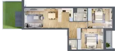 3 pokoje, mieszkanie 73,00 m², parter, oferta nr 1.00.E01, Ogrody Andersa III, Gliwice, Wojska Polskiego, ul. Generała Władysława Andersa