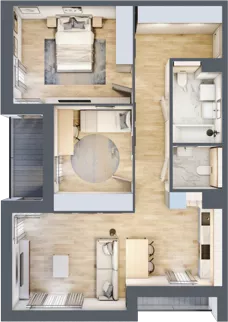 3 pokoje, mieszkanie 71,87 m², piętro 1, oferta nr 1.01.A05, Ogrody Andersa III, Gliwice, Wojska Polskiego, ul. Generała Władysława Andersa