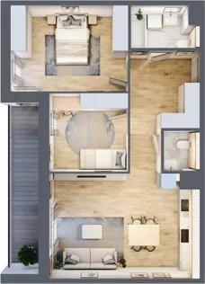 3 pokoje, mieszkanie 69,43 m², piętro 1, oferta nr 1.01.B09, Ogrody Andersa III, Gliwice, Wojska Polskiego, ul. Generała Władysława Andersa