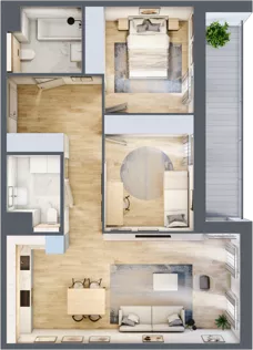 3 pokoje, mieszkanie 69,83 m², piętro 1, oferta nr 1.01.D07, Ogrody Andersa III, Gliwice, Wojska Polskiego, ul. Generała Władysława Andersa