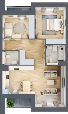 3 pokoje, mieszkanie 70,07 m², piętro 2, oferta nr 1.02.C05, Ogrody Andersa III, Gliwice, Wojska Polskiego, ul. Generała Władysława Andersa