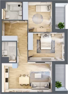 3 pokoje, mieszkanie 69,65 m², piętro 2, oferta nr 1.02.D14, Ogrody Andersa III, Gliwice, Wojska Polskiego, ul. Generała Władysława Andersa