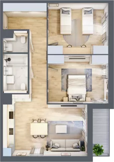 3 pokoje, mieszkanie 75,22 m², piętro 2, oferta nr 1.02.E11, Ogrody Andersa III, Gliwice, Wojska Polskiego, ul. Generała Władysława Andersa
