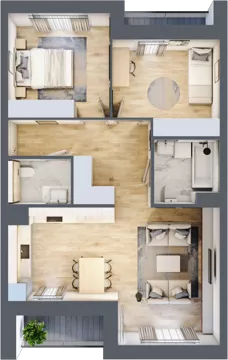3 pokoje, mieszkanie 70,03 m², piętro 3, oferta nr 1.03.C08, Ogrody Andersa III, Gliwice, Wojska Polskiego, ul. Generała Władysława Andersa
