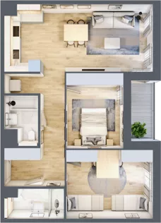 3 pokoje, mieszkanie 74,43 m², piętro 3, oferta nr 1.03.E14, Ogrody Andersa III, Gliwice, Wojska Polskiego, ul. Generała Władysława Andersa