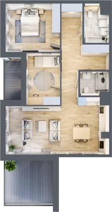 3 pokoje, mieszkanie 74,49 m², piętro 4, oferta nr 1.04.A15, Ogrody Andersa III, Gliwice, Wojska Polskiego, ul. Generała Władysława Andersa