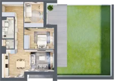 3 pokoje, mieszkanie 69,74 m², parter, oferta nr 4.00.E02, Ogrody Andersa III, Gliwice, Wojska Polskiego, ul. Generała Władysława Andersa