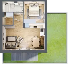 2 pokoje, mieszkanie 43,38 m², parter, oferta nr 3.1, ATAL Jasieny, Gdańsk, Jasień, ul. Stężycka