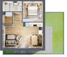 2 pokoje, mieszkanie 43,50 m², parter, oferta nr 5.1, ATAL Jasieny, Gdańsk, Jasień, ul. Stężycka