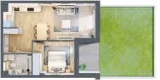 2 pokoje, mieszkanie 40,98 m², parter, oferta nr 1.0.2, Zakątek Harmonia III, Warszawa, Białołęka, Szamocin, ul. Płochocińska