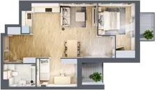 2 pokoje, mieszkanie 57,58 m², piętro 1, oferta nr 1.1.2, Zakątek Harmonia III, Warszawa, Białołęka, Szamocin, ul. Płochocińska