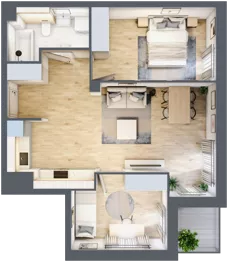3 pokoje, mieszkanie 59,53 m², piętro 1, oferta nr 1.1.7, Zakątek Harmonia III, Warszawa, Białołęka, Szamocin, ul. Płochocińska