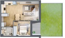 2 pokoje, mieszkanie 49,32 m², piętro 1, oferta nr 2.1.6, Zakątek Harmonia III, Warszawa, Białołęka, Szamocin, ul. Płochocińska