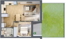 2 pokoje, mieszkanie 49,32 m², parter, oferta nr 1.0.4, Zakątek Harmonia III, Warszawa, Białołęka, Szamocin, ul. Płochocińska