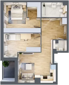 3 pokoje, mieszkanie 66,66 m², piętro 1, oferta nr 2.1.10, Zakątek Harmonia III, Warszawa, Białołęka, Szamocin, ul. Płochocińska
