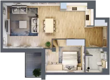 2 pokoje, mieszkanie 57,21 m², piętro 1, oferta nr 2.1.13, Zakątek Harmonia III, Warszawa, Białołęka, Szamocin, ul. Płochocińska
