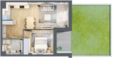 2 pokoje, mieszkanie 40,93 m², parter, oferta nr 2.0.3, Zakątek Harmonia III, Warszawa, Białołęka, Szamocin, ul. Płochocińska